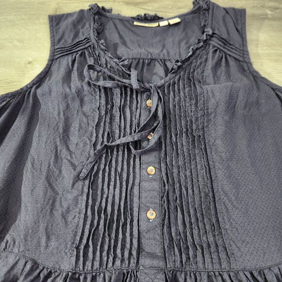 Anthropologie Holding Horses Black Ruffle Neck Pleated Viscose Blouse Size 2 - Picture 6 of 14